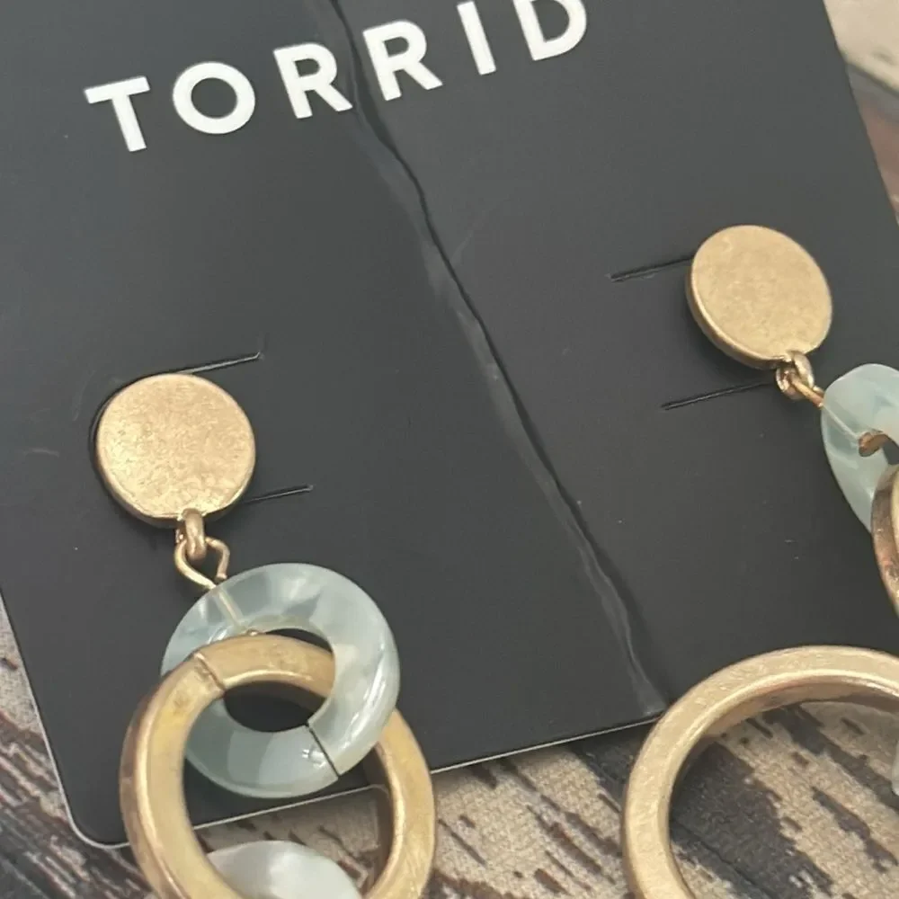 NWT Torrid Dangle Gold Seafoam Mint Resin Link Earrings